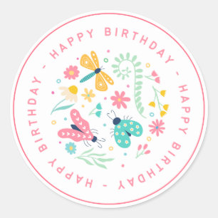 Cute Butterfly Birthday Sticker: Your Party's Bloo Classic Round Sticker
