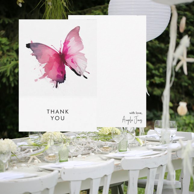 Cute Butterfly Blank Thank You Custom  Card (Creator Uploaded)