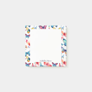 Cute Butterfly Colourful Watercolor Personalised Post-it Notes