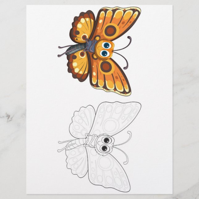 Cute butterfly colouring page (Front)