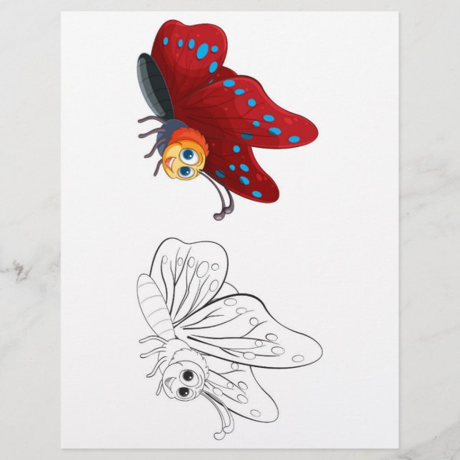 Cute butterfly  colouring page (Front)