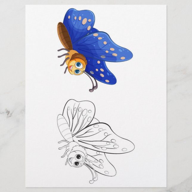 Cute butterfly  colouring page (Front)