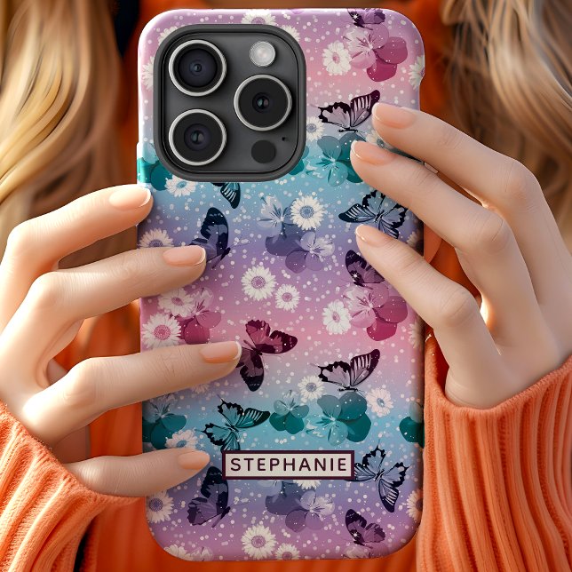 Cute Butterfly Daisy Girly Pattern Personalised Case-Mate iPhone Case (Creator Uploaded)