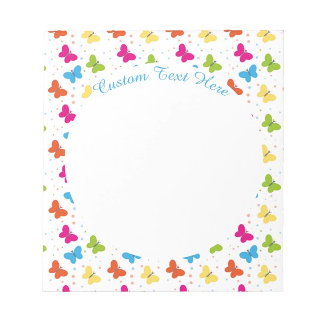 Cute Butterfly Decorative Pattern Personalised Notepad (Front)