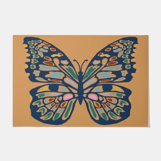 Cute Butterfly Doormat, Vintage Butterfly  Doormat (Front)