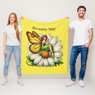 Cute Butterfly fairy add name girls Fleece Blanket