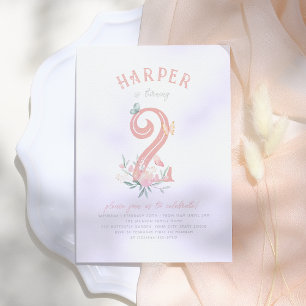 Cute Butterfly Fairytale Pink Girls Birthday Party Invitation