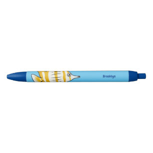 Cute butterfly fish cartoon illustration black ink pen