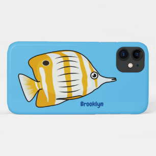 Cute butterfly fish cartoon illustration  iPhone 11 case