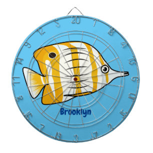 Cute butterfly fish cartoon illustration  dartboard