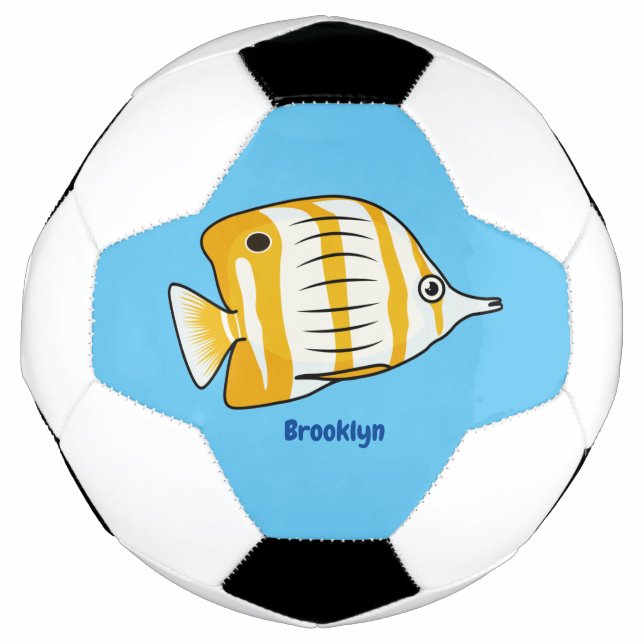 Cute butterfly fish cartoon illustration football (Front)