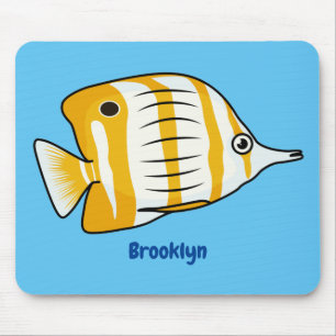 Cute butterfly fish cartoon illustration mouse mat