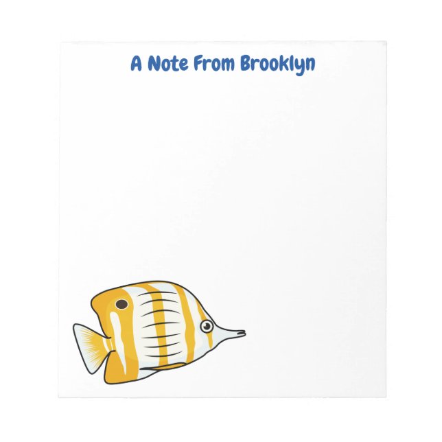 Cute butterfly fish cartoon illustration  notepad (Front)
