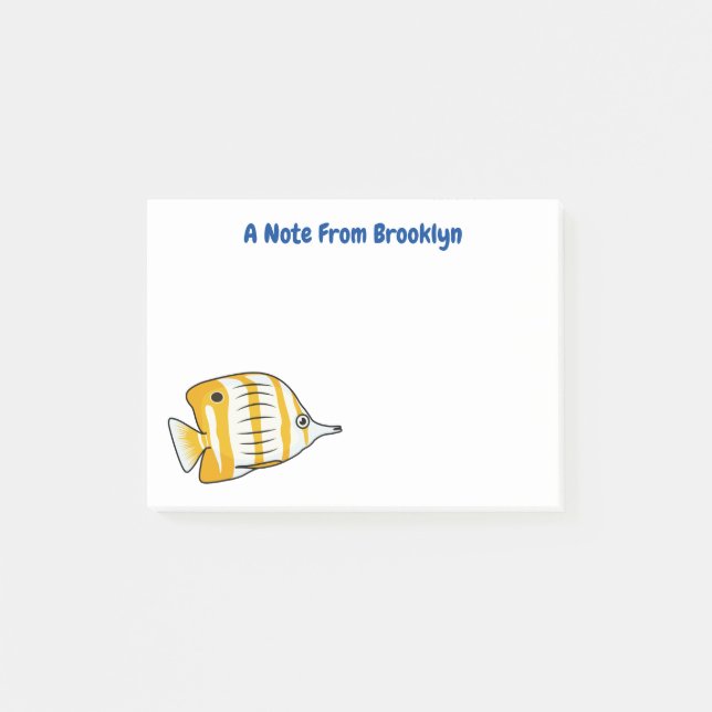 Cute butterfly fish cartoon illustration post-it notes (Front)