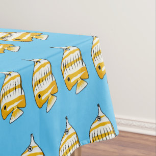 Cute butterfly fish cartoon illustration tablecloth