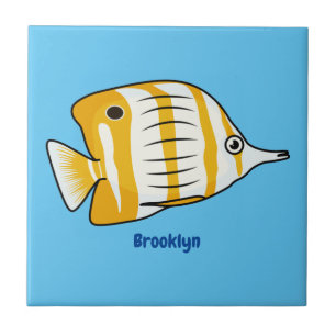 Cute butterfly fish cartoon illustration  tile