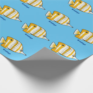 Cute butterfly fish cartoon illustration wrapping paper