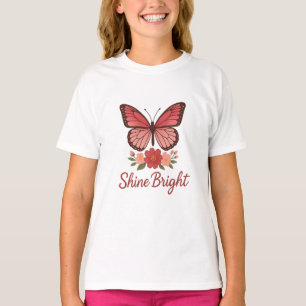 Cute Butterfly & Flowers – Girls’ Tee De