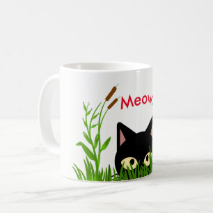 Cute Butterfly Garden with Black Cat Mug