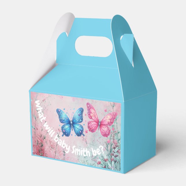 cute butterfly Gender Reveal Party garden Favour Box (Front Side)
