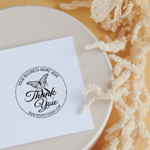 Cute Butterfly Handmade Small Business Thank You  Rubber Stamp