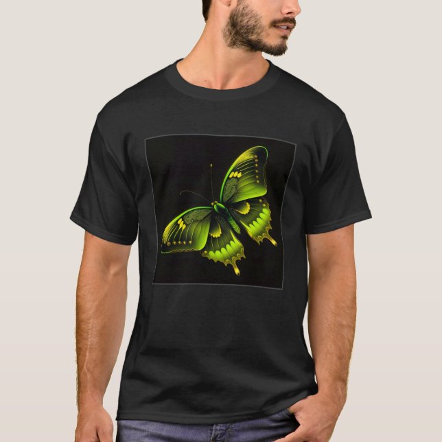 Cute Butterfly Illustration Lime Green Gorgeous Wo T-Shirt (Front)