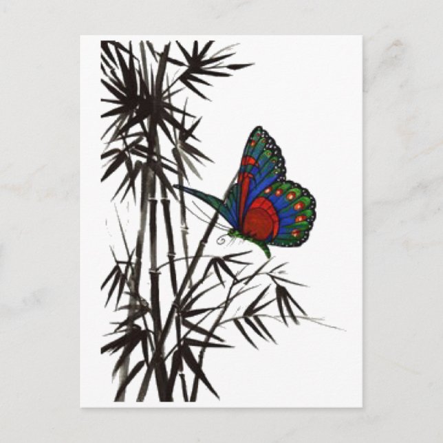 cute butterfly in bamboo postcard (Front)