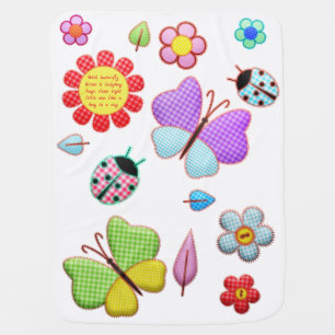 Cute Butterfly Kisses & Ladybug Hugs Poem Baby Blanket