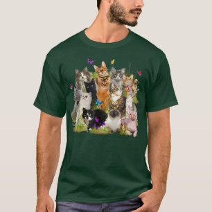 Cute Butterfly Kitten Flower Flying Cat CAT MOM MO T-Shirt