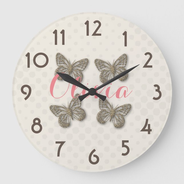 Cute Butterfly Large Clock (Front)