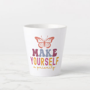 Cute Butterfly Mental Health Inspirational Design Latte Mug