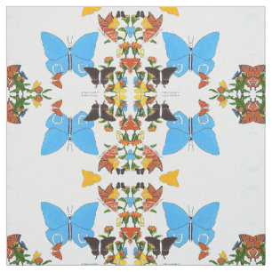 Cute Butterfly Mirrored Collage Pima Cotton Fabric