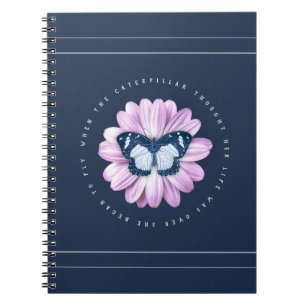 Cute Butterfly on Pink Daisy Inspirational Quote Notebook