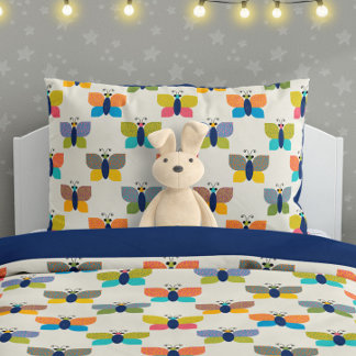 Cute Butterfly Pattern on Cream Pillowcase