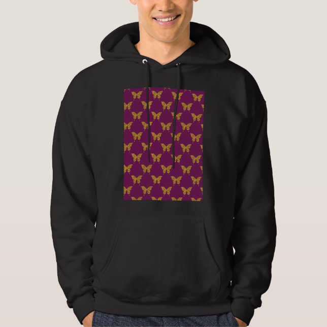 Cute Butterfly Pattern Print Seamless Pattern Back Hoodie (Front)