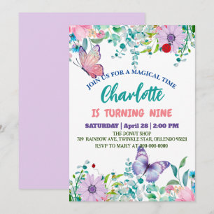 Cute butterfly Polka dot floral Flower Birthday  Holiday Card