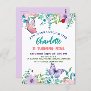 Cute butterfly Polka dot floral Flower Birthday  Postcard
