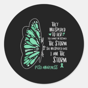 Cute Butterfly Ptsd Depression Prevention Us Army Classic Round Sticker