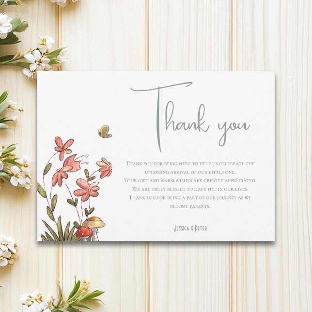 Cute Butterfly Sage Green Baby Shower Thank You Card (Creator Uploaded)
