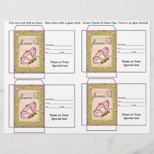 Cute Butterfly Seed Packet Gift or Favour Flyer