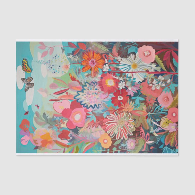 Cute Butterfly Spring Abstract Painting Decoupage Tissue Paper (Front)