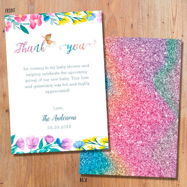 Cute Butterfly Spring Baby Shower Thank You Card (Creator Uploaded)