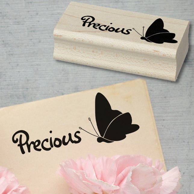 Cute Butterfly Symbol Name Precious Custom Text Rubber Stamp (Creator Uploaded)