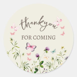 Cute Butterfly Thank You Classic Round Sticker