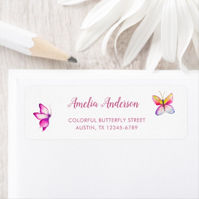 Cute Butterfly Theme Spring Return Address (Insitu)