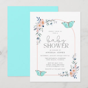 Cute Butterfly Whimsical Girl Baby Shower Invitation