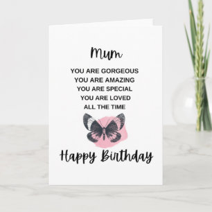Cute Butterfly With Birthday Message For My Mum Card