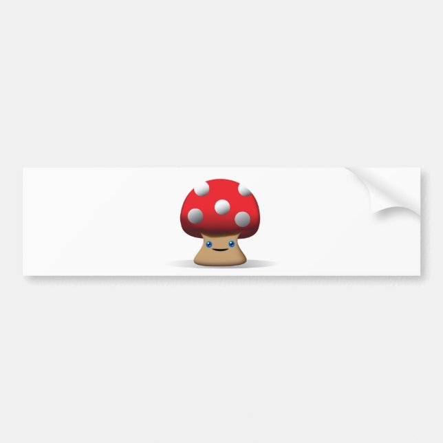Cute Button Mushroom Bumper Sticker (Front)