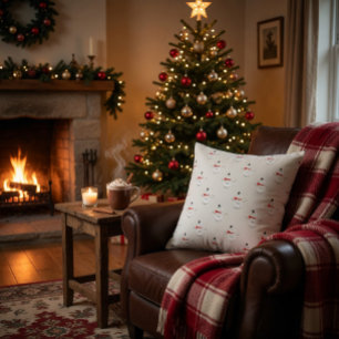 Cute Button Snowmen Grey  Cushion