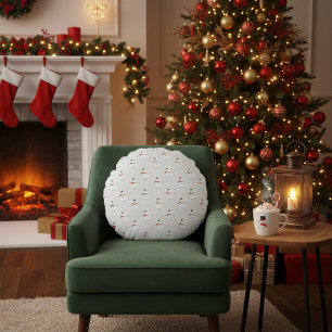 Cute Button Snowmen Grey Round Cushion